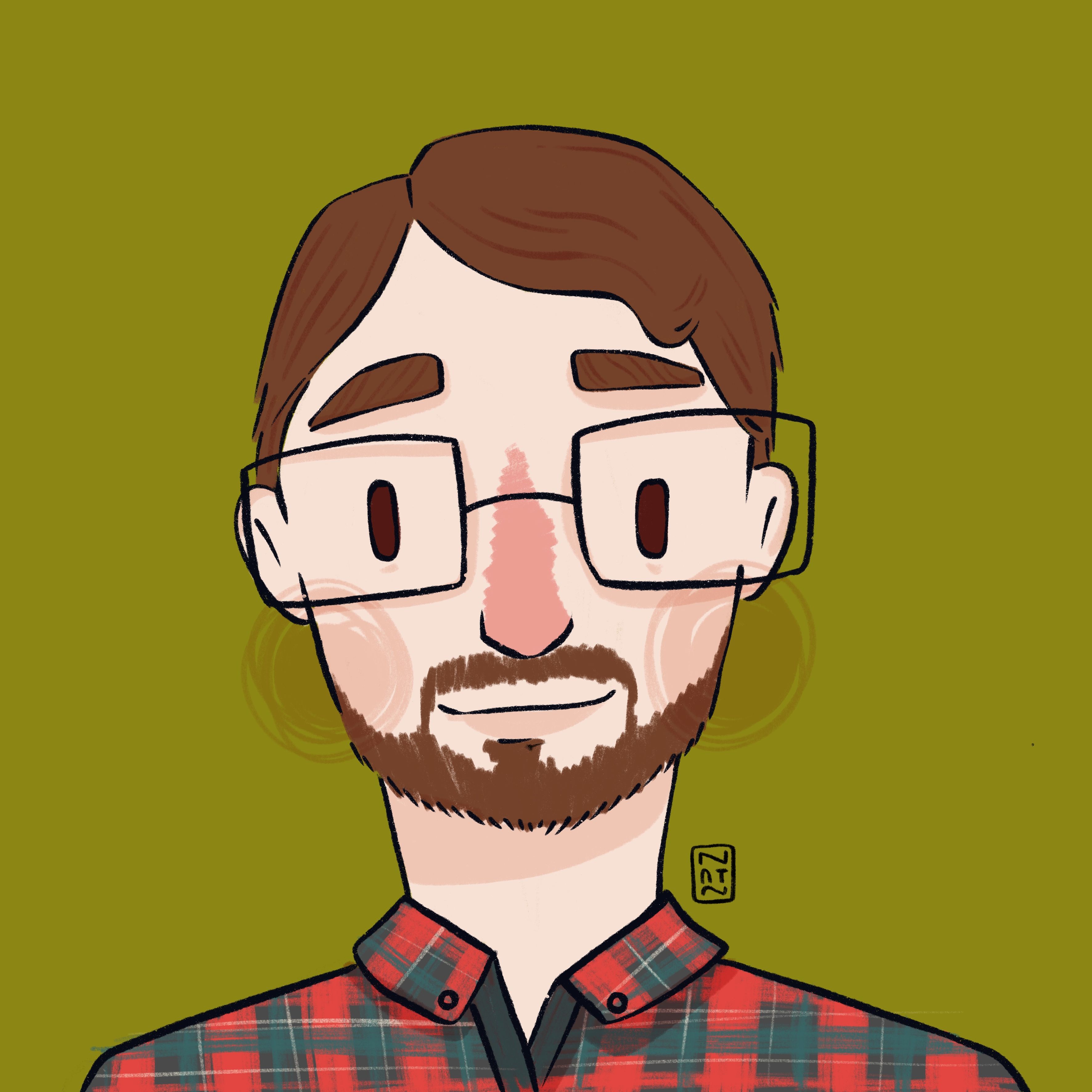 Illustrated avatar of Graham, a man with brown hair, glasses, and a beard wearing a plaid shirt